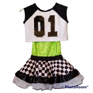 Dance/Recital/Pageant Costume Women's/Teens sz SM or MED Lime Green Race Themed